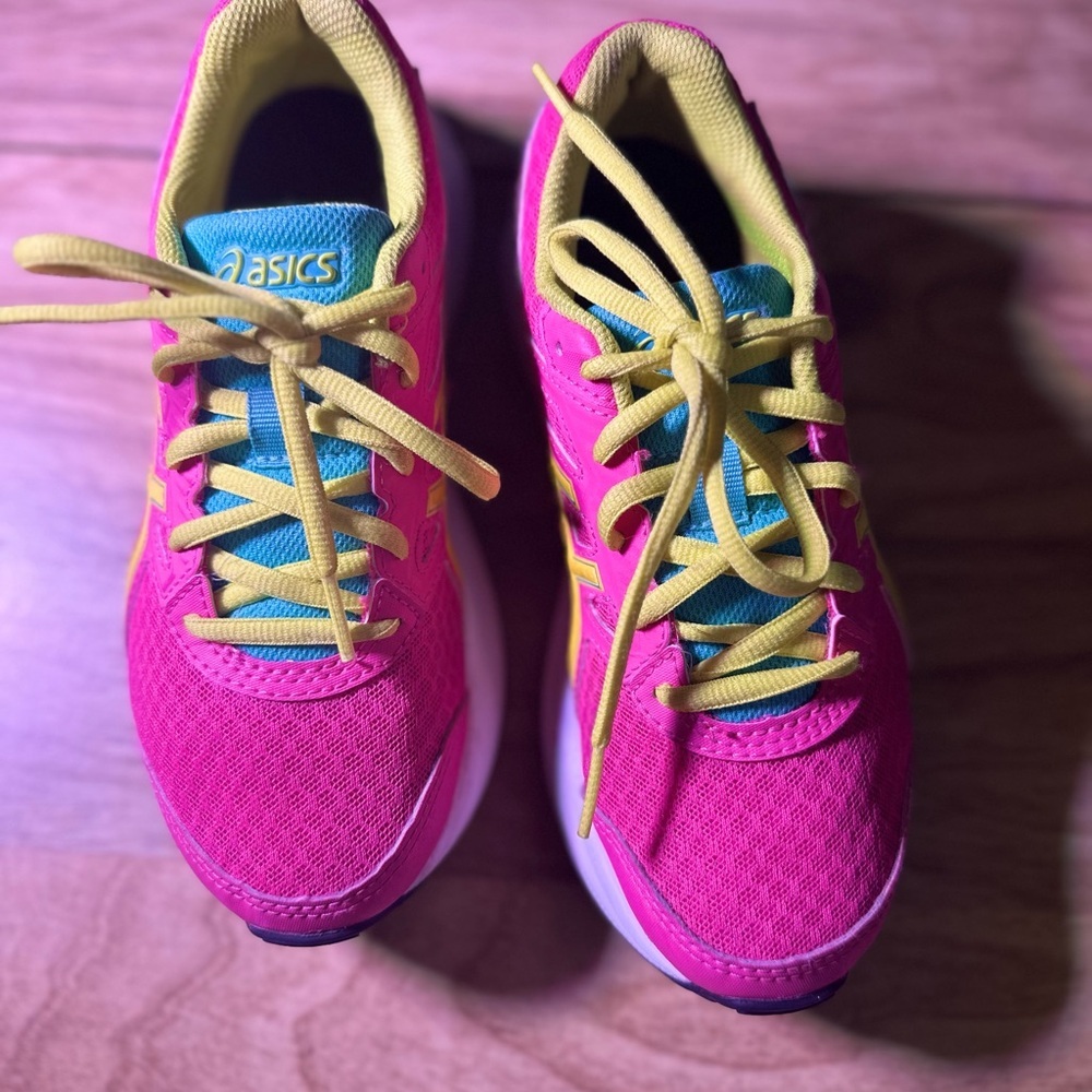 ASICS Kids' Vibrant Pink and Neon Yellow Sneakers - Picture 9 of 10
